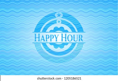 Happy Hour water concept badge.