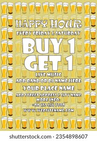 Happy hour weekend party poster flyer social media post design