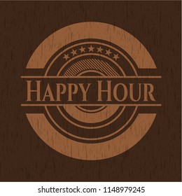 Happy Hour wood emblem. Vintage.