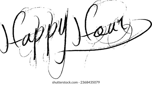 Happy Hours text sign illustration on white background