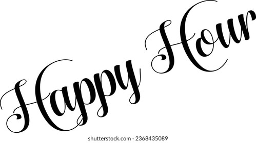 Imagen de signo de texto Happy Hours en fondo blanco