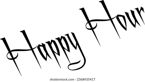 Happy Hours text sign illustration on white background