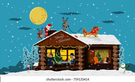 Happy house in the Christmas night
