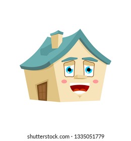 happy House emotion isolated. lucky Home Cartoon Style. Building joyful Vector