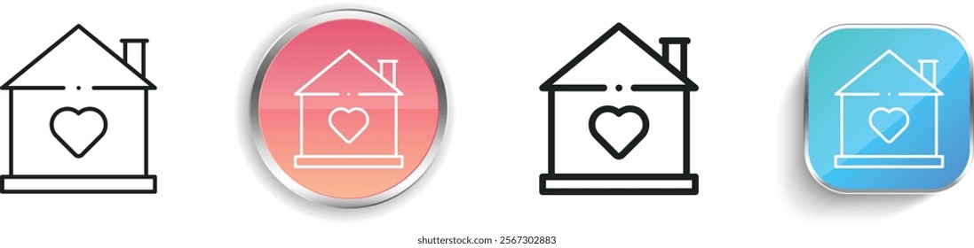 happy house icon. Thin Linear, Regular and Button Style Design Isolated On White Background
