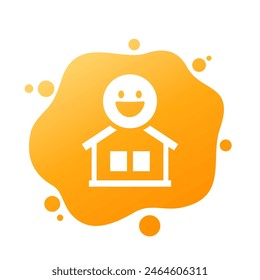 happy house icon, vector pictogram