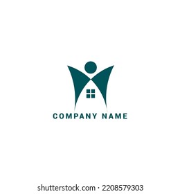 Happy house logo illustration design, this logo depicts immeasurable happiness, with a distinctive and soft color selection making it suitable for companies in the property and service sector