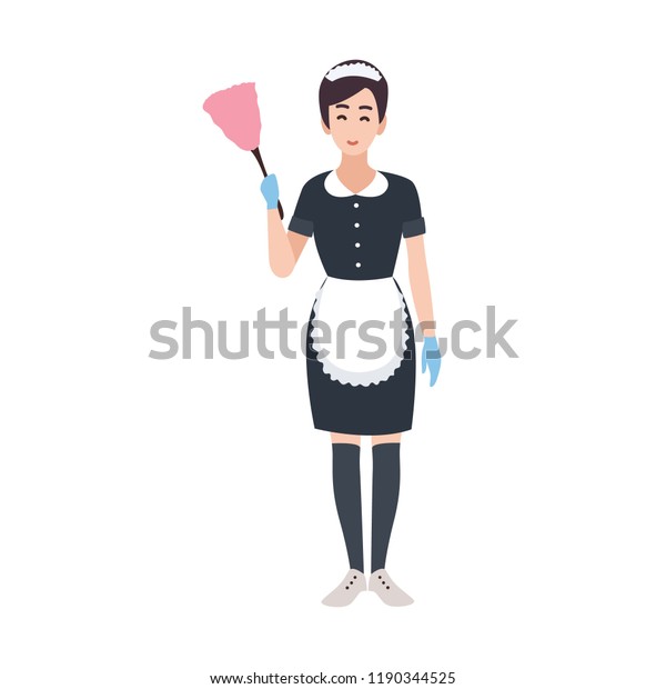 Happy Housemaid Maid Housekeeping House Cleaning Stock Vector (Royalty