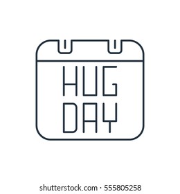 happy hug day 21 january calendar  isolated line icon on white background