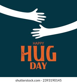 Happy hug day greeting card with young people hugging each other