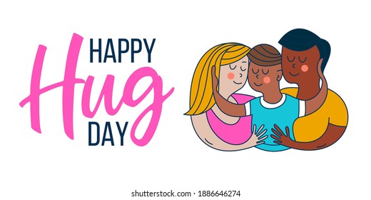 Happy hug day. Vector greeting card, illustration.