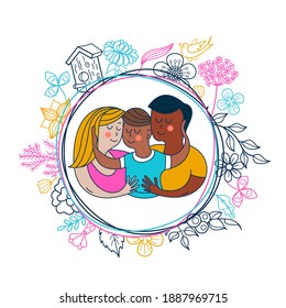 Happy hug day. Vector greeting card, illustration.