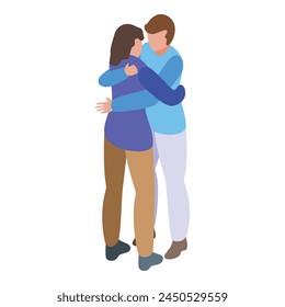 Happy hug icon isometric vector. People meeting outdoor. Lovely persons