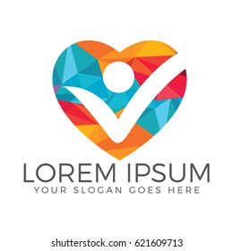 Happy Human heart shape logo.