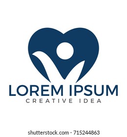 Happy Human heart shape logo design. Human Care logo.
