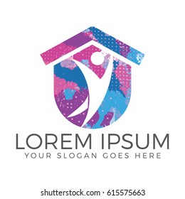 Happy Human Home vector logo design.