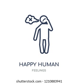 happy human icon. happy human linear symbol design from Feelings collection. Simple outline element vector illustration on white background.
