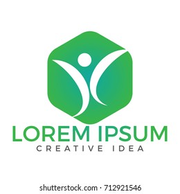 Happy Human logo design. Human care logo design.