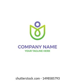 Happy Human Nature Flower Plant Vector Abstract Illustration Logo Icon Design Template Element