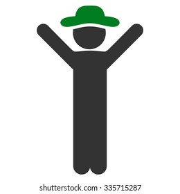 Happy Human vector icon. Style is bicolor flat symbol, green and gray colors, rounded angles, white background.