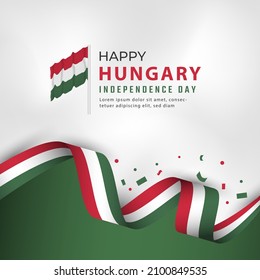 Happy Hungary Independence Day 15 March Celebration Vector Design Illustration. Template for Poster, Banner, Advertising, Greeting Card or Print Design Element