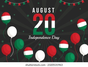 Happy Hungary Independence Day Vector Illustration with Hungarian Waving Flag Background in National Holiday Flat Cartoon Hand Drawn Templates