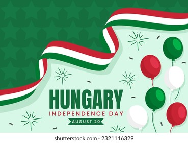 Happy Hungary Independence Day Vector Illustration with Hungarian Waving Flag Background in National Holiday Flat Cartoon Hand Drawn Templates