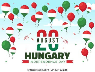 Happy Hungary Independence Day Vector Illustration featuring the Hungarian Waving Flag Background for National Holiday Flat Style Cartoon Background