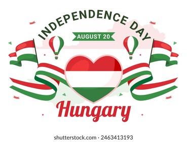 Happy Hungary Independence Day Vector Illustration featuring the Hungarian Waving Flag Background for National Holiday Flat Style Cartoon Background