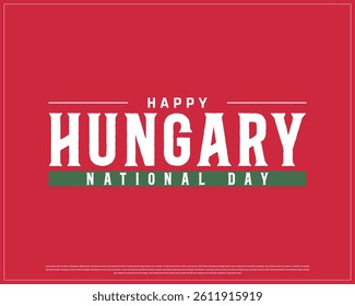Happy HUNGARY National Day on a red background, Vector design of National Day of HUNGARY, Typographic Design of HUNGARY National Day, Flag typography of HUNGARY