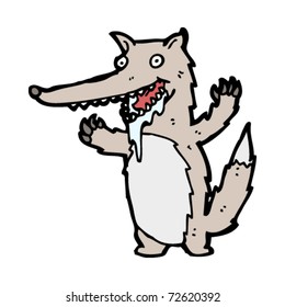 Frohe hungrige Wolfskarikatur