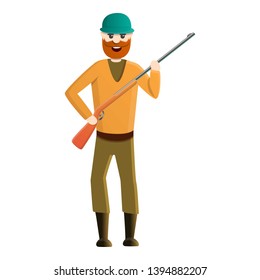 Happy hunter icon. Cartoon of happy hunter vector icon for web design isolated on white background