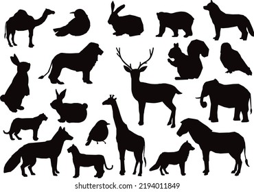 Happy Hunting doodle isolated flat vector Silhouettes