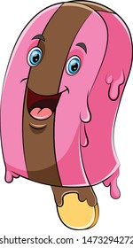 Happy ice cream with bar cartoon character