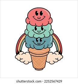 happy ice cream cartoon vector design