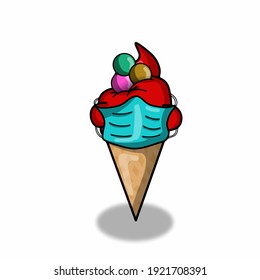 Happy ice cream character vector template design illustration