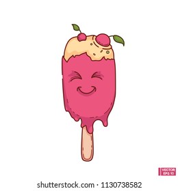 Happy ice cream with a cherry