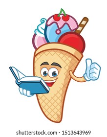 happy ice cream cone mascot character design