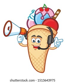 happy ice cream cone mascot character design