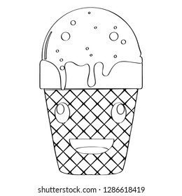 Happy ice cream cone outline. Vector illustration design