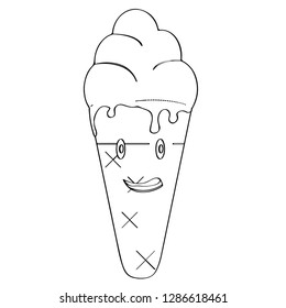 Happy ice cream cone outline. Vector illustration design
