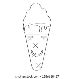 Happy ice cream cone outline. Vector illustration design