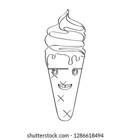 Happy ice cream cone outline. Vector illustration design