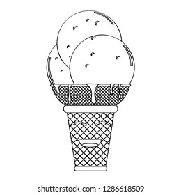 Happy ice cream cone outline. Vector illustration design