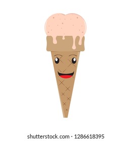 Happy ice cream cone. Vector illustration design