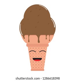 Happy ice cream cone. Vector illustration design