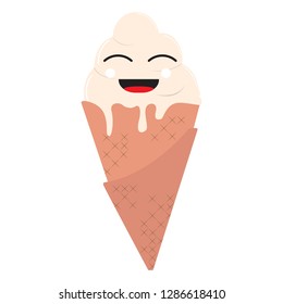 Happy ice cream cone. Vector illustration design