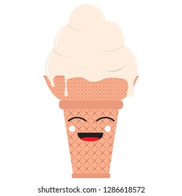 Happy ice cream cone. Vector illustration design