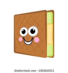 Happy Ice Cream Cookie Sandwich. Vector Illustration Design