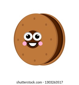 Happy Ice Cream Cookie Sandwich. Vector Illustration Design